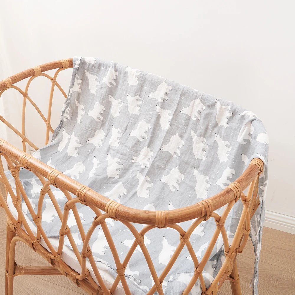 Kangobaby wholesale Safe Bamboo Cotton Baby Muslin Wrap Breathable Gauze Bath towel Breastfeeding Throw blanket baby gift set