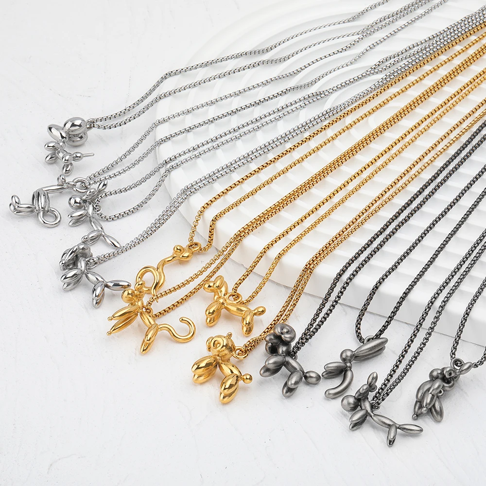 Craft Wolf Chinese Elements Jewelry 12 Zodiac Signs Chain Animal Pendant Stainless Steel Necklace