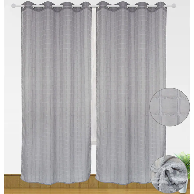 High quality hot sales Wholesale solid color Wrinkled jacquard blackout curtains for living room