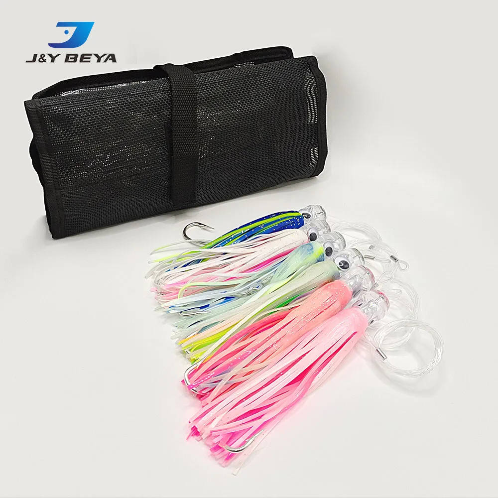 7.09 Inch 50g Resin Head Soft Octopus Skirt Bait Big Game Fishing Tuna Marlin Lure Rigged Trolling Lures For Wahoo Saltwater