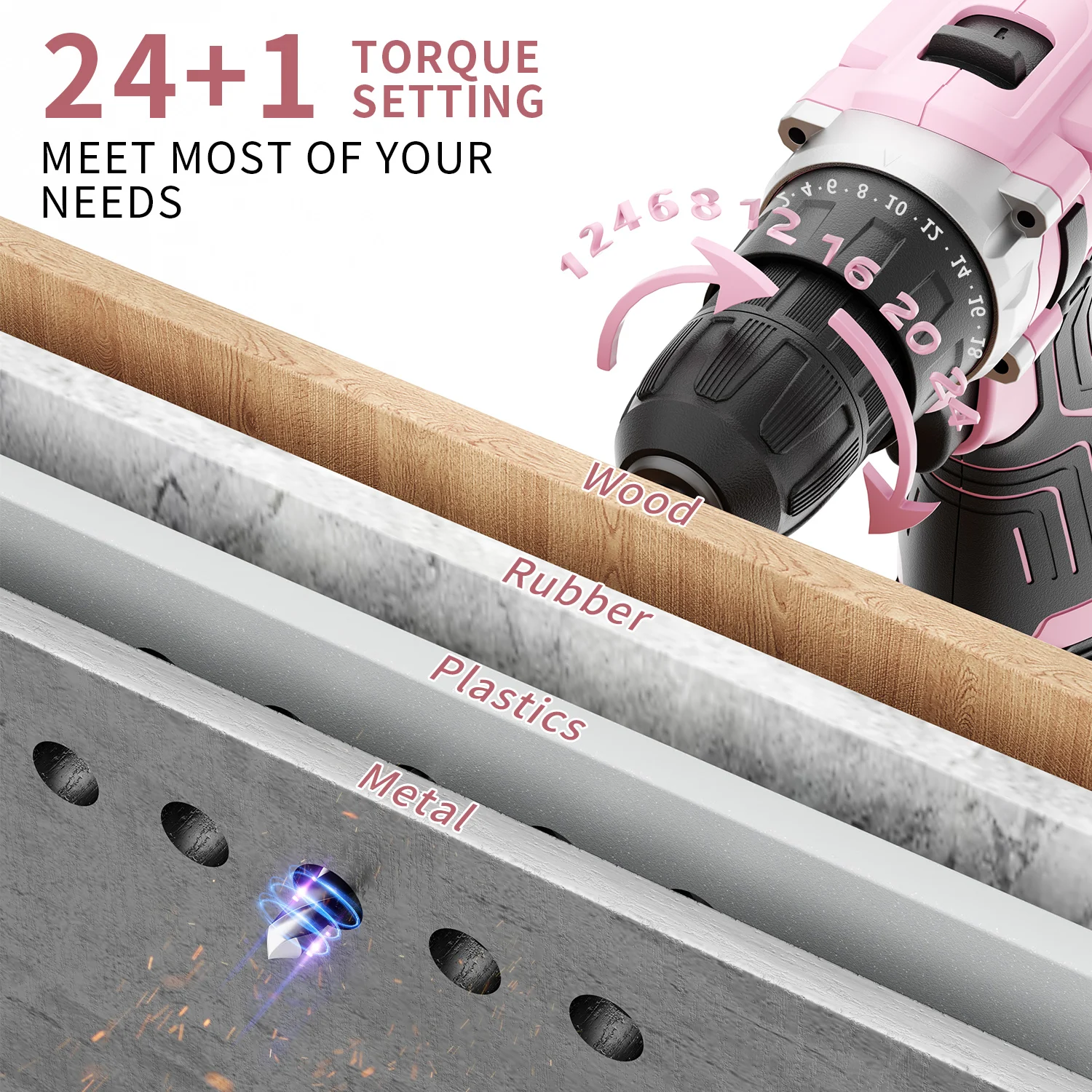 Wholesale Electric 12V/20V Power Tools Professional Cordless Pink Drill Wireless Drills DIY Tool Box