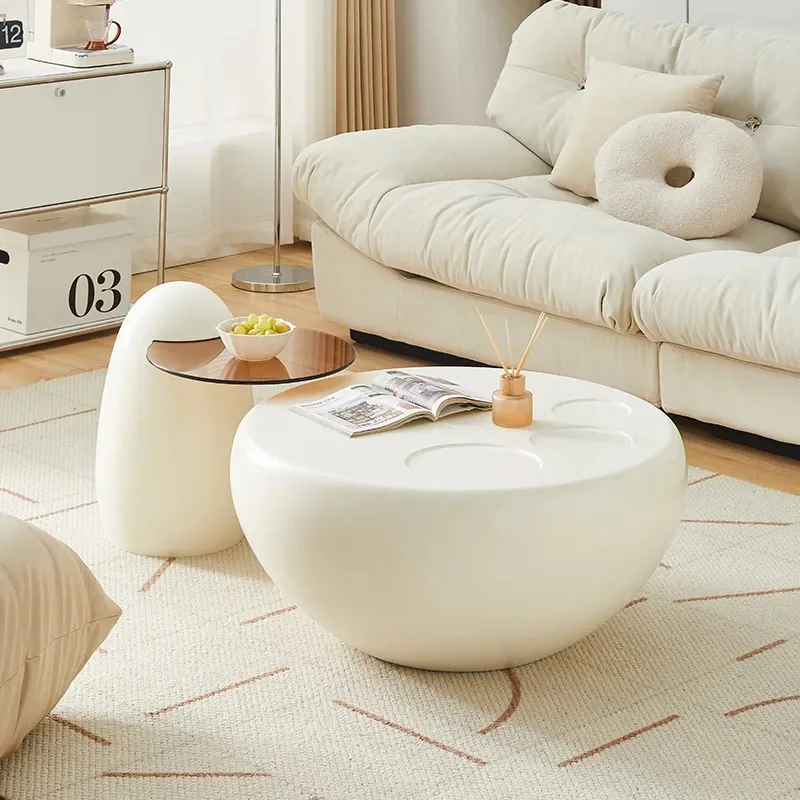 Simple Round Modern Cream Style Living Room Small Apartment Internet Creative Design Coffee Table