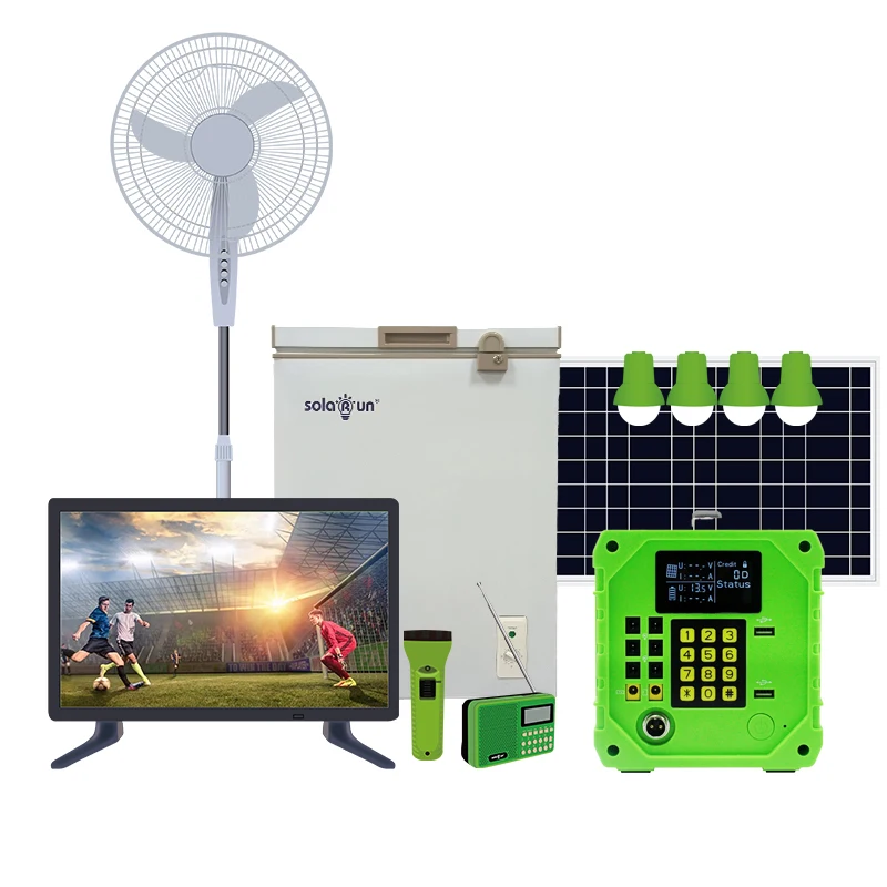 Offgrid Solar Power Panels Lifepo4 Battery 12 Volt Pay As You Go System for running sew machine, fridge, freezer, barbing kit,