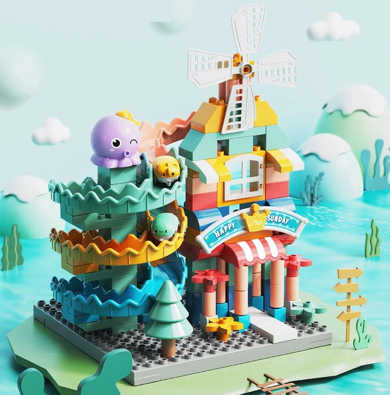 Marble Race Run Ball Block Slide Track Building Block Toys Set Kids 101 Pcs DIY Assemble Slide Track Toys Building Bricks Set