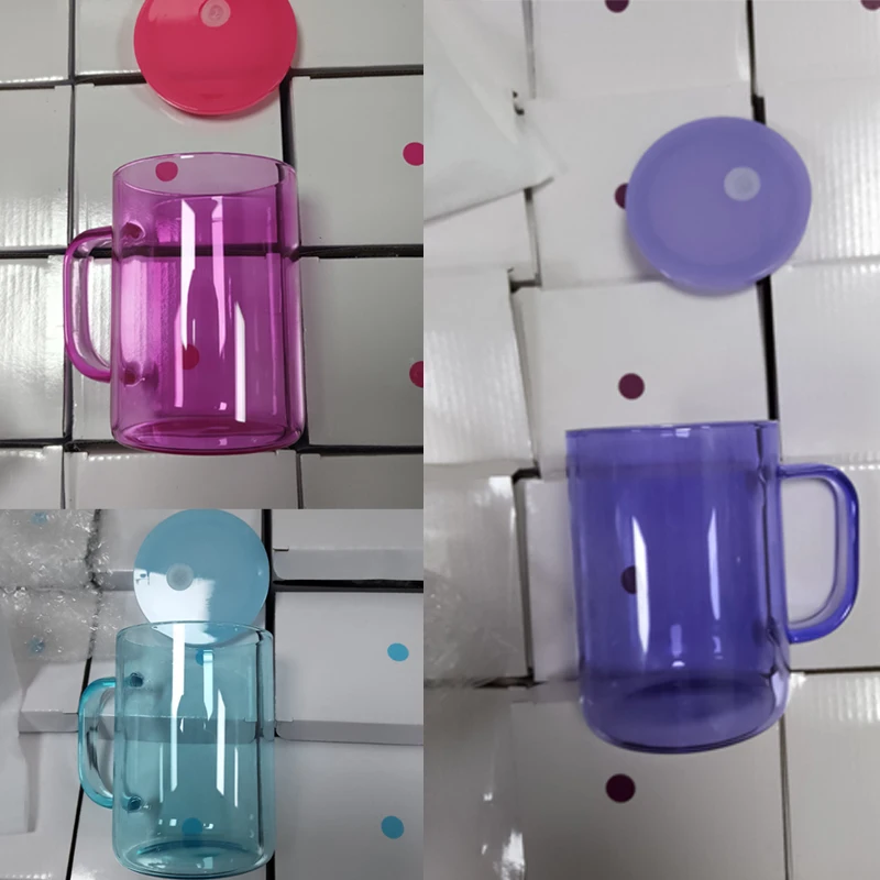 wholesale bulk mixed color 17oz sublimation white shimmer jelly glass can cup mug tumbler with bamboo plastic lid and straw
