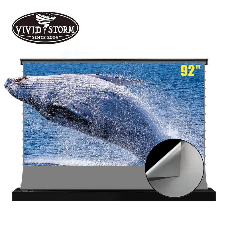 Vividstorm 92inch S floor projector screen with CineGrey 3D ALR screen material for short throw projector and home cinema system