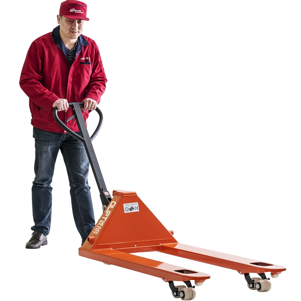 New Design Olift 3 ton Manual Pallet Truck with Certificate CE ISO Straddle Hand Pallet Truck Hydraulic Pallet Truck Trolley