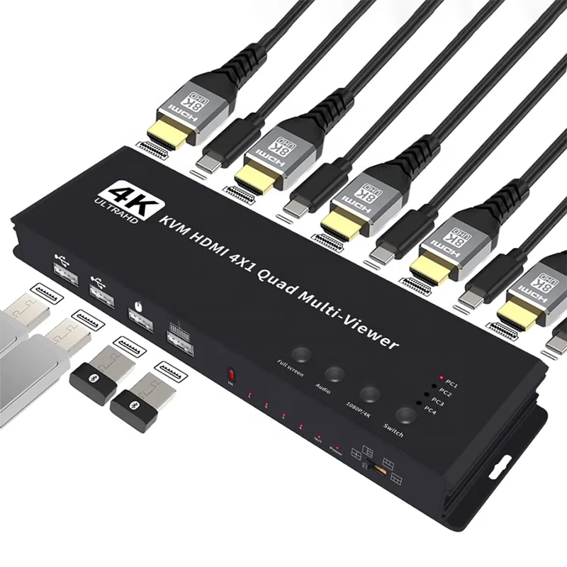 Xput KVM 4K HDMI 4x1 четырехъядерный многофункциональный 4 входа 1 выход HDMI четырехъядерный многофункциональный переключатель с поддержкой KVM
