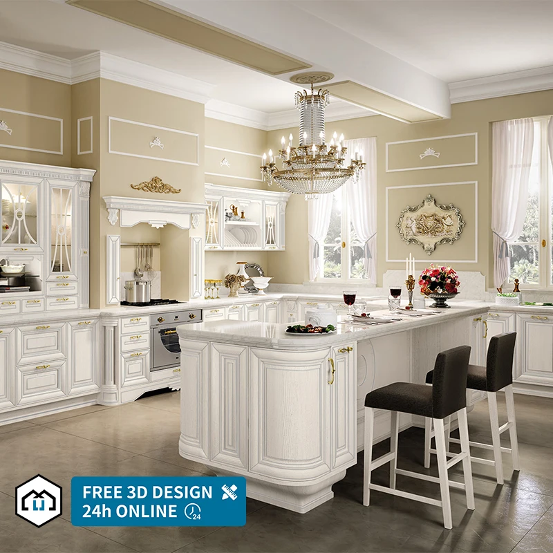 Birch american classic foshan old style luxury solid wood modern kitchen cabinets vietnam