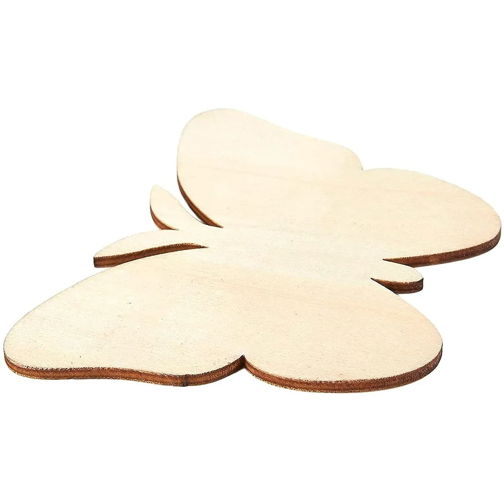 36pcs Wooden Butterfly Shape Blank DIY Decorative Craft Supplies Bag Laser Alphabet Wood Religious PE Home Decoration Natural