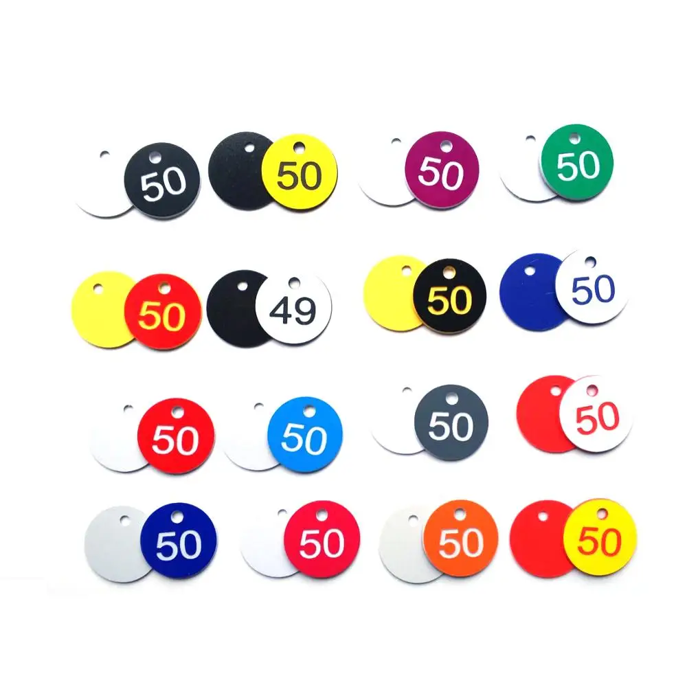 wholesale custom Live Sale Custom Reusable Serial Number disc Plastic Engraved  ID Number Tags Key Tags