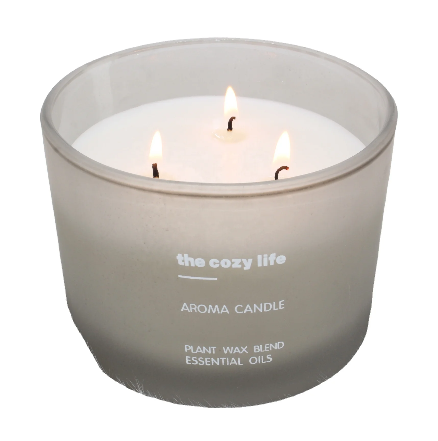 wholesale stock retail  luxury wooden lid 3 wick scented frosted glass jar soy wax candles supplies