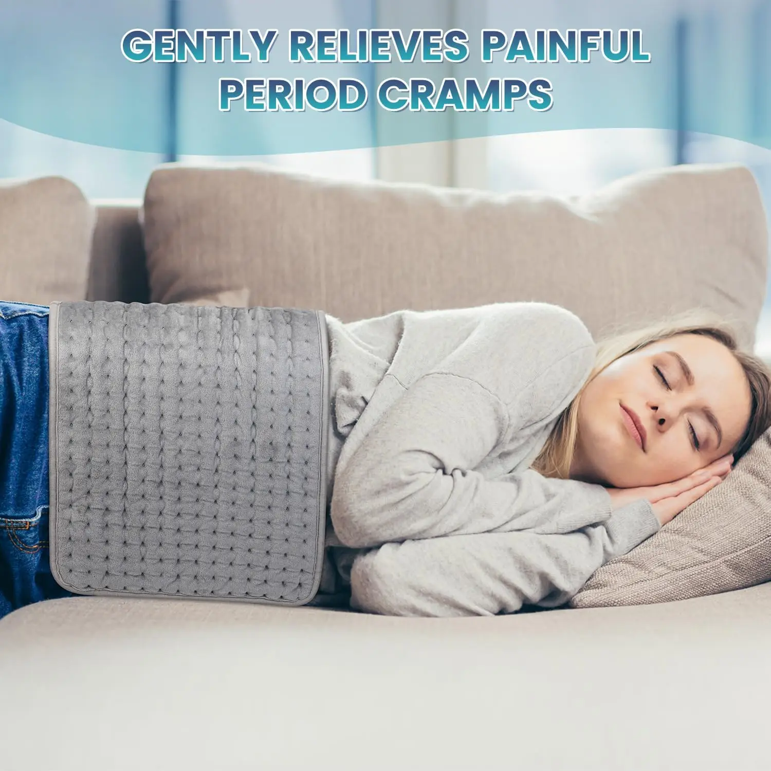 TOUSEN Ultra-Soft Microplush Machine Washable Portable Back Pain Menstrual Electric Heat Pad auto shut off heated  warm pad