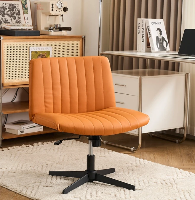 Modern Armless White Adjustable No Wheels Cross Legged Task Computer Chair