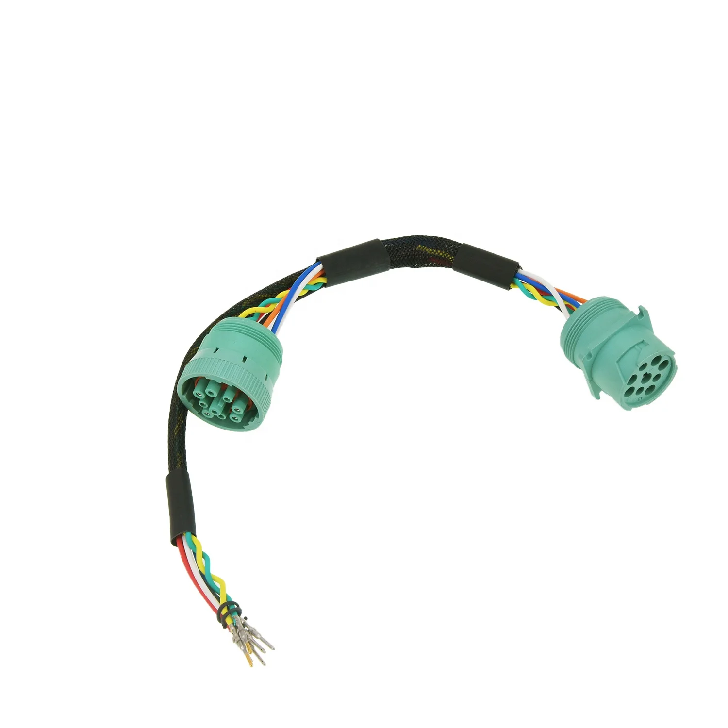 Custom Green Type2 Deutsch 9Pin J1939 Male to 2 Female Adapter Splitter Extension Cable ELD J1939 Y Splitter With Flange Jam Nut