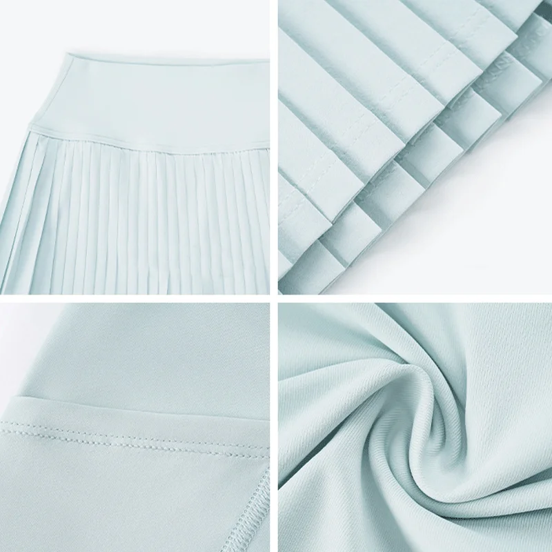 Wholesale Customized High Quality Mock Two Pieces  Yoga Skirt Pleated Skirt With Side Pockets With Ribbed Yoga Skirt Yoga Pants