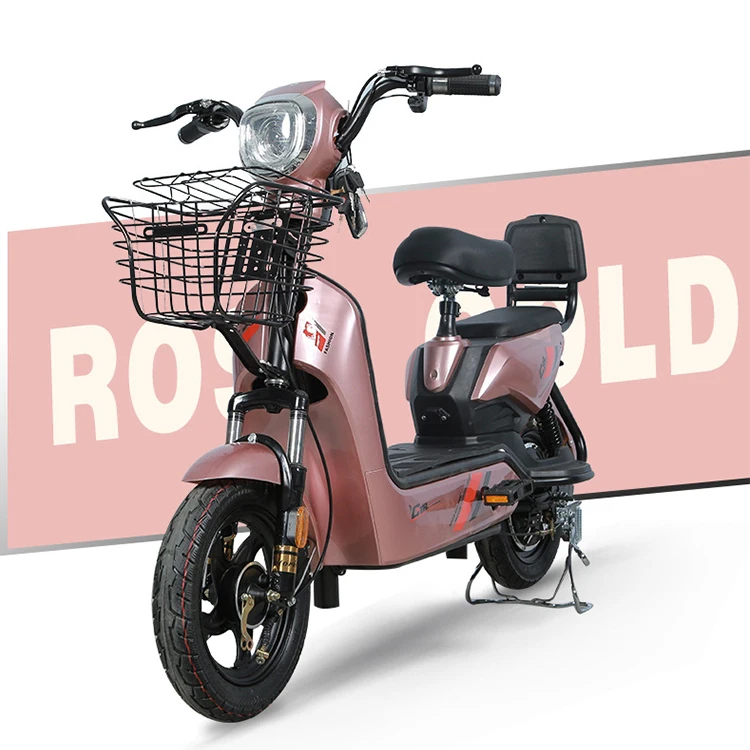 Light Full Suspension 48v Lead Acid Moped Scooter 350w 500w Power Drum Brake Electric Bike With Led Display 2 People Seat