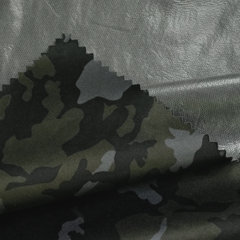 Custom Breathable Film Laminating Waterproof 100% Polyester Camouflage Interlock Fabric For Clothing Caps