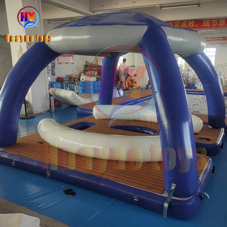 HUAYUE Inflatable Floating Platform Water Entertainment Equipment Inflatable Water Leisure Platform Dock Inflatable Floating Bar