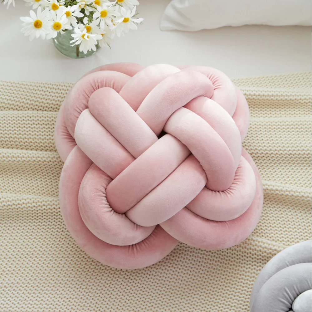 
Knot Floor Cushions Modern Pillow Knot Pillow Cushion Polyester Velvet Chunky Knot Pillow Cushion Ball Hollow Fiber Filled 