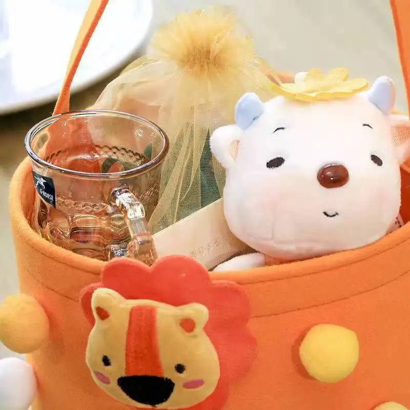 Wholesale Customized Reusable Felt Cartoon Tote Shopping Bag Handbag Tote Gift Cute Bag