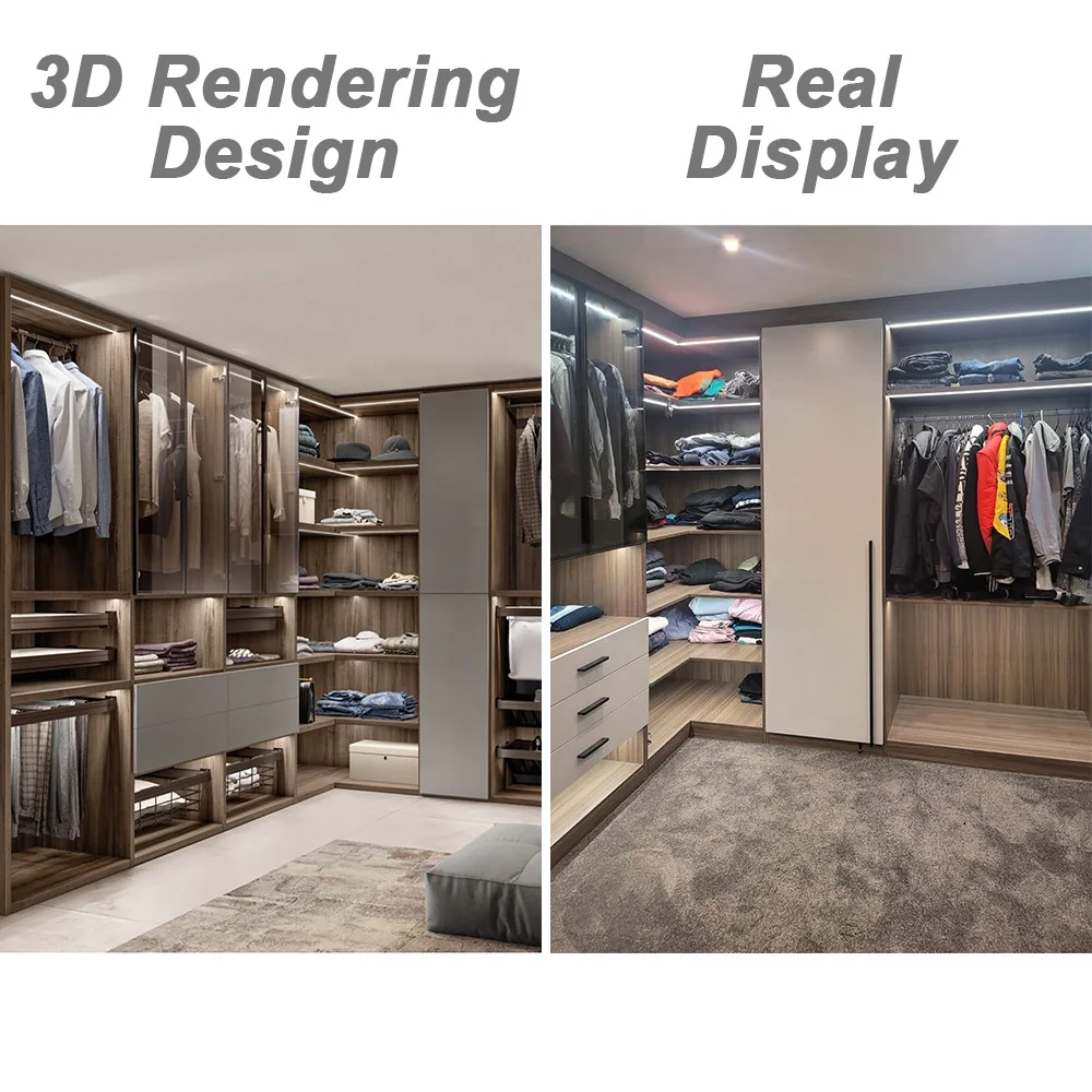 PINAI design luxury walk in closet accessories sliding door mirror wardrobes with dressing table