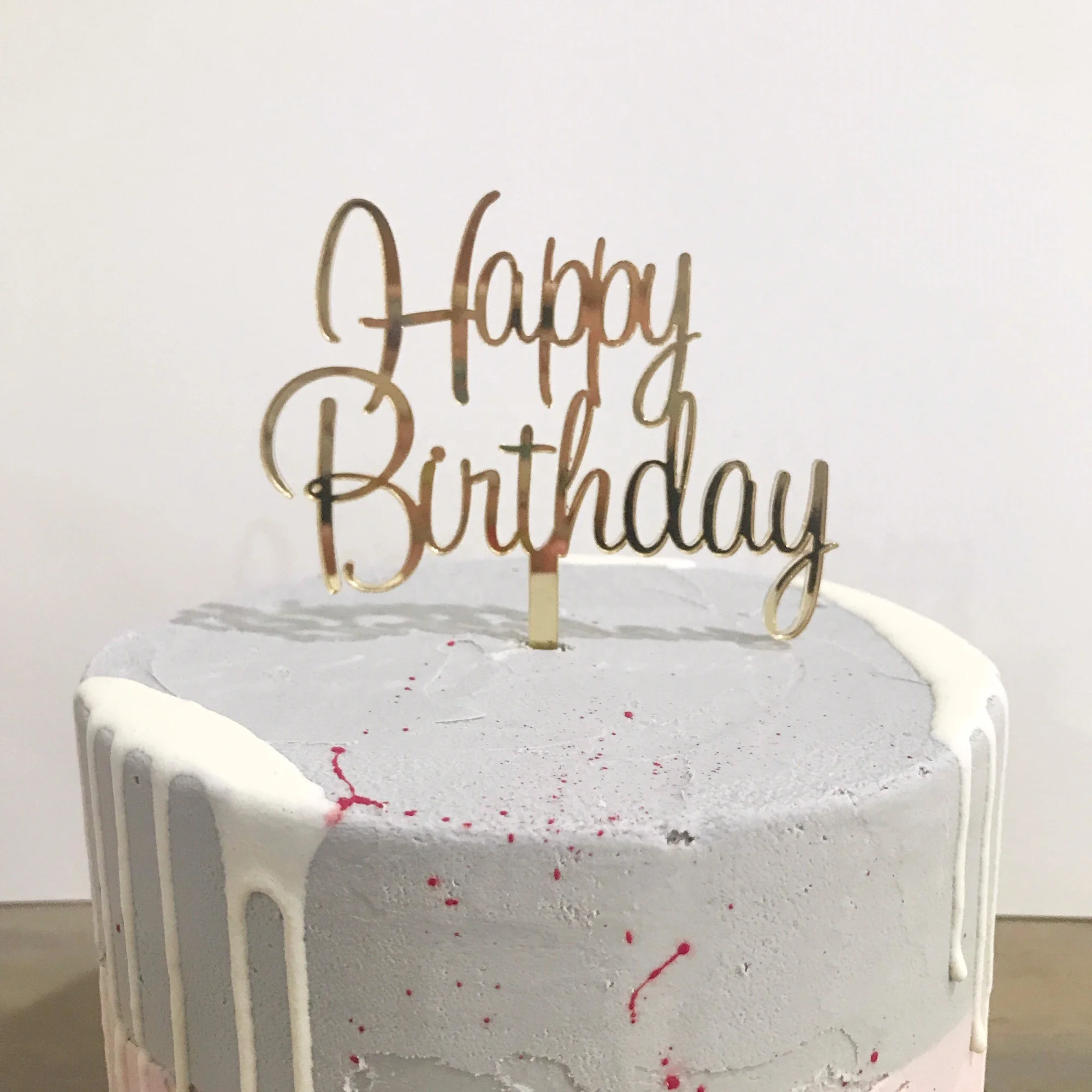 
TX Custom Hot sale custom Letter acrylic rose gold mirror acrylic happy birthday cake topper with inner card for evert party 