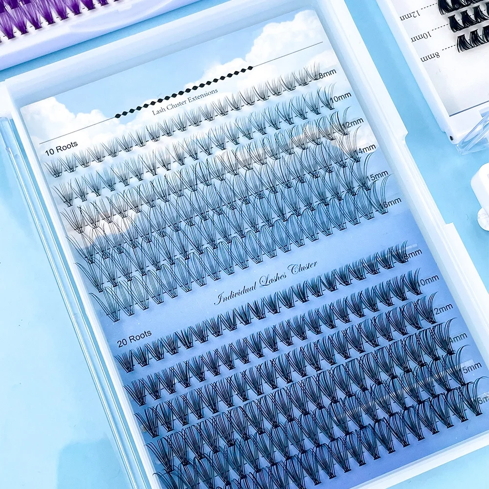Wholesale Diy 3D 240PCS  Mink Korean Pbt Segment Soft Lash Extension Kit Pre Cut Lashes Private Label Cluster Lashes Wholesale