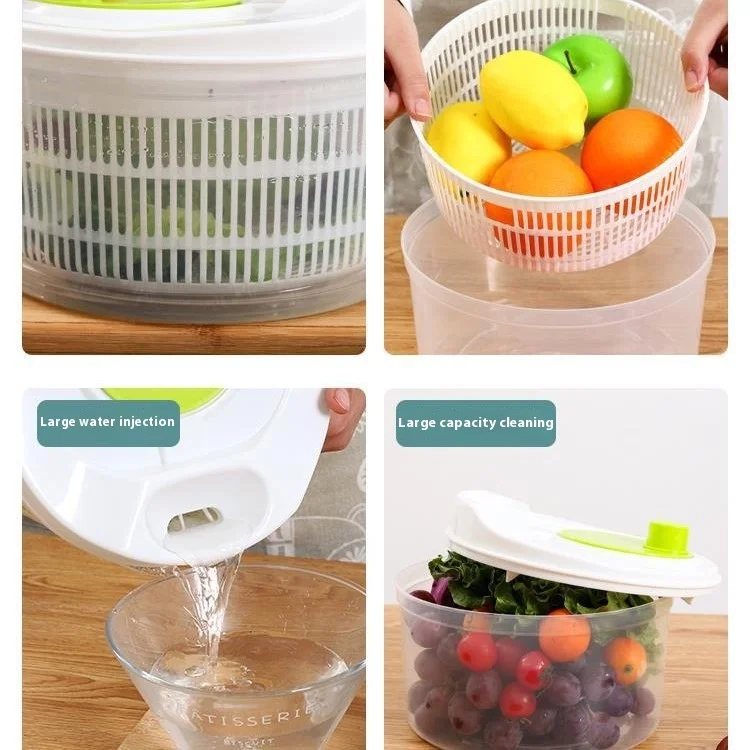 Multifunctional Home Kitchen Salad/Fruit/Dry Vegetable Dehydrator Handy Hand-Crank Draining Gadget Sink Aluminum Plastic