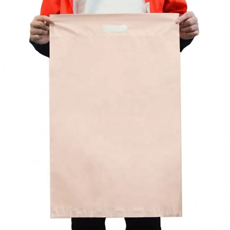 custom logo printing 100% biodegradable mailing bags with handle packaging envelopes bags nude color