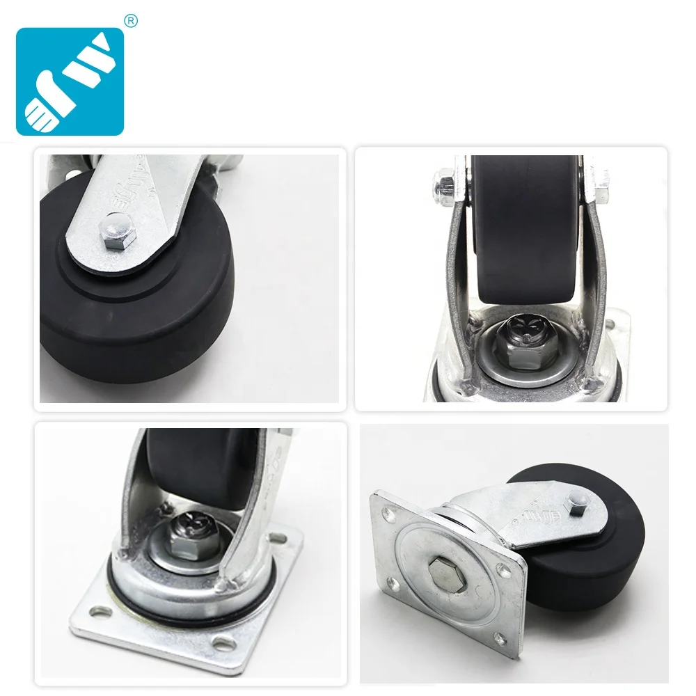 5 Inch Yellow PU on Cast iron Wheel Swivel Plate 450-800kgs Heavy Duty European Style Industrial Trolley Caster,Zinc Plated