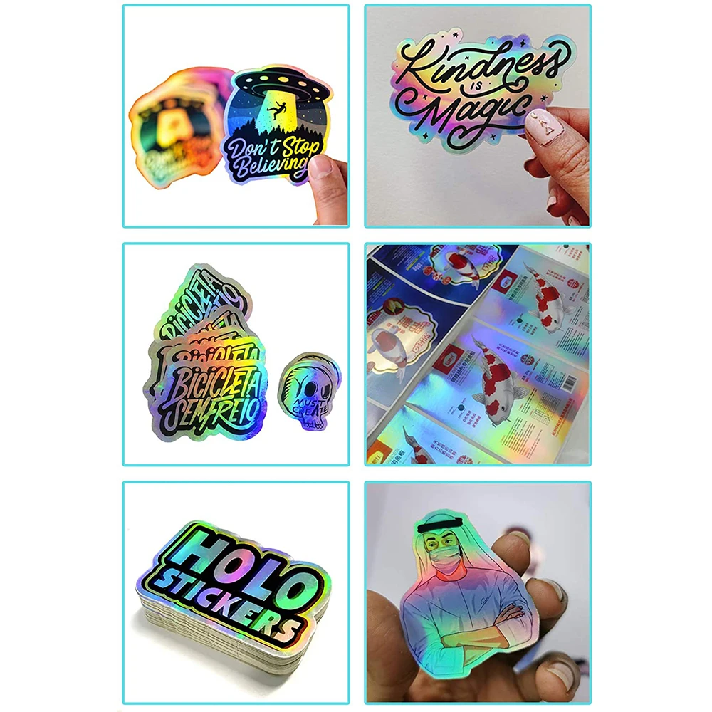 Personalized Holographic Label Printing Waterproof Logo Sticker Custom Vinyl Die Cut Hologram Sticker