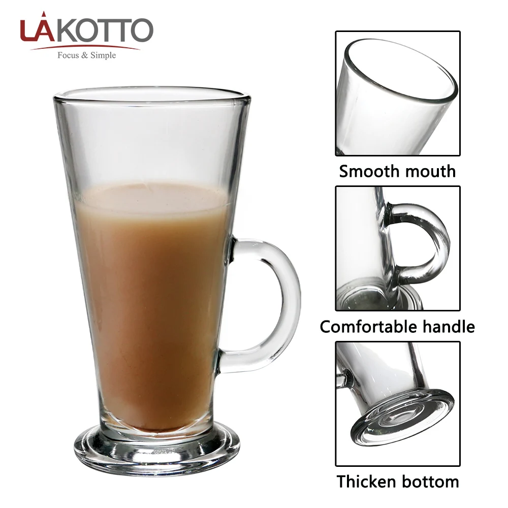 12oz Custom Logo Irish Coffee Mug Glass Latte Cups Cappuccino With Handle Glass Cup