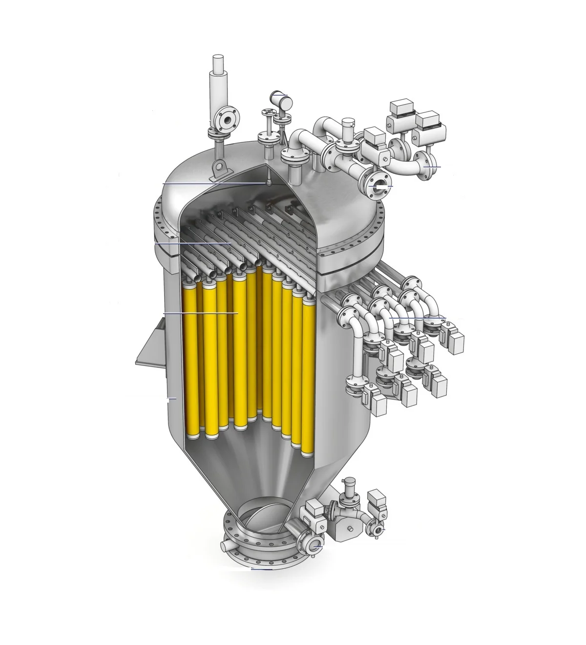 Candle Filter equipment system Backwashing Tubular Filters for Filtration, Washing, Drying and Thickening