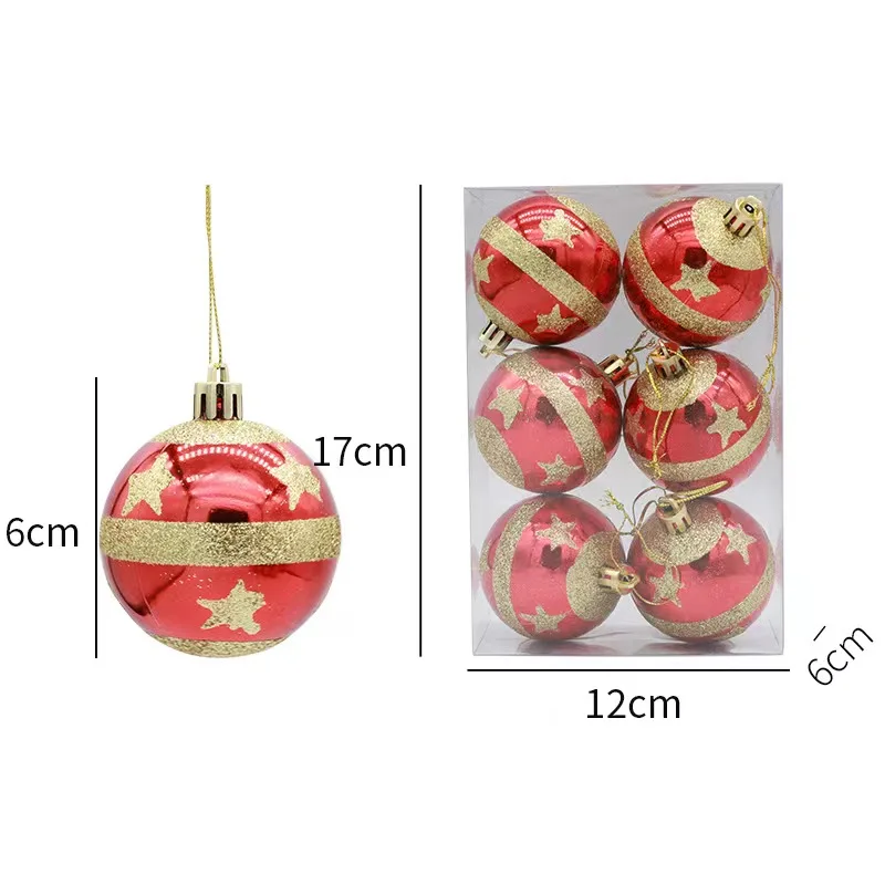 Lastely Xmas Tree Ornament New Year Gifts Christmas Decoration Painted 6cm Shiny Balls 6pcs/pack for Noel Decor