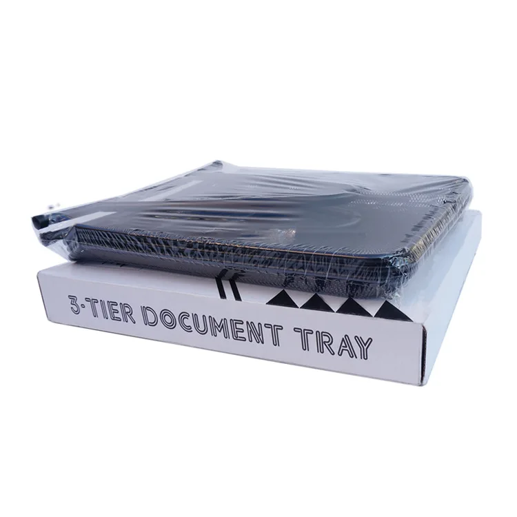 Office Home Bedroom Metal Material Black Color Multi Tier Sliding Type Paper Letter Wood File Folder Organizer Tray