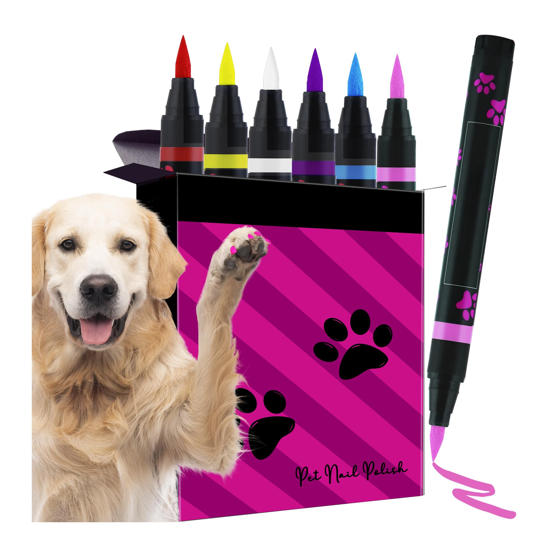 6 Colors Safe Dog Nail Polish Pen Set,Ideal Gifts for Small or Big Girl Dog Accessories, Pet Costume