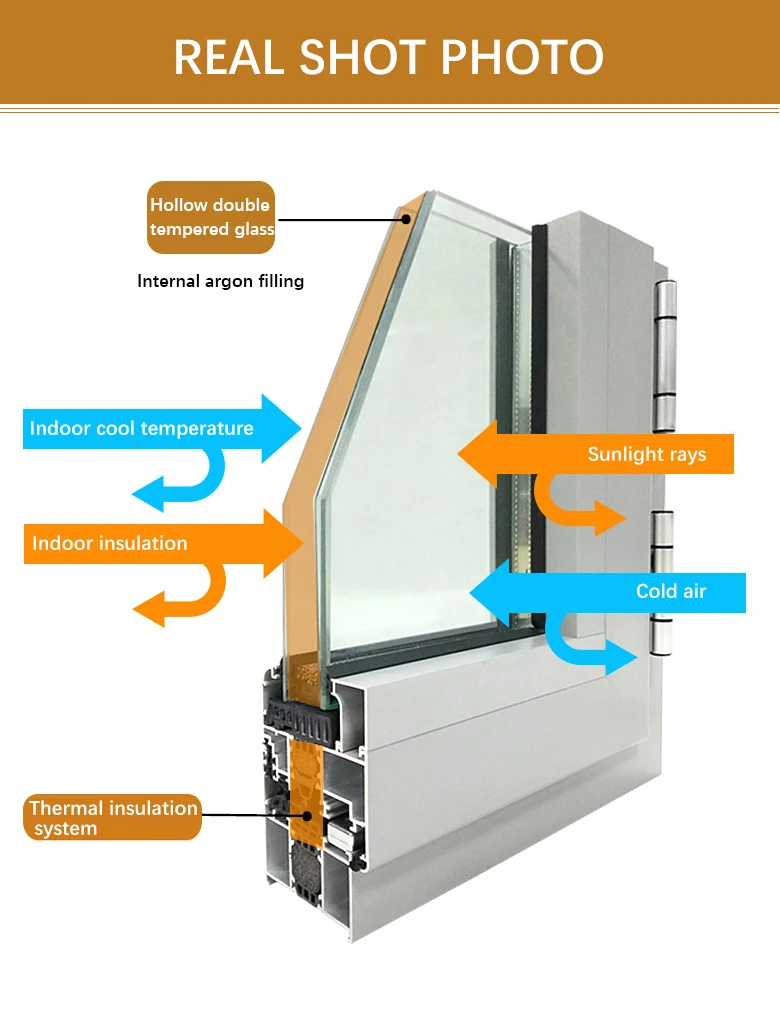 Aluminum alloy double glazed windows folding glass window