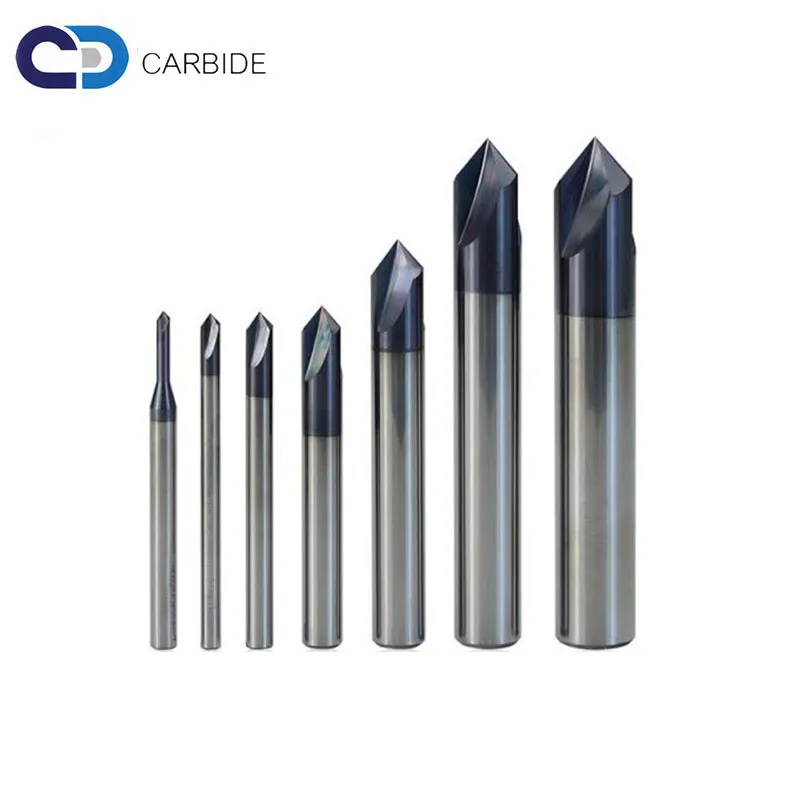 tungsten carbide cutters Drillpro Diameter 2-12mm 90 Degree 120 degree Chamfer Mill 3 Flutes CNC Milling Cutter V Shape End Mill