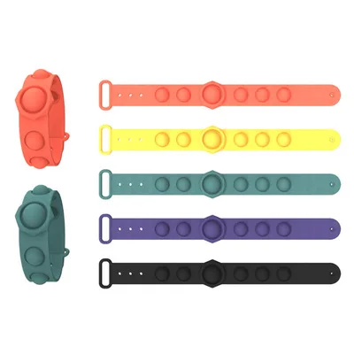 Popular Design Decompression Finger Pop It Fidget Toy Bracelet Relax Silicone Wristband Bracelet