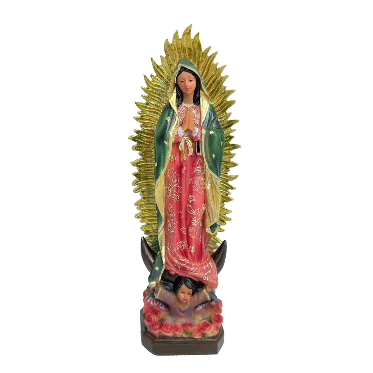 promotional virgin mary statue sculpture our lady of guadalupe resin ornament christmas crib religious gift