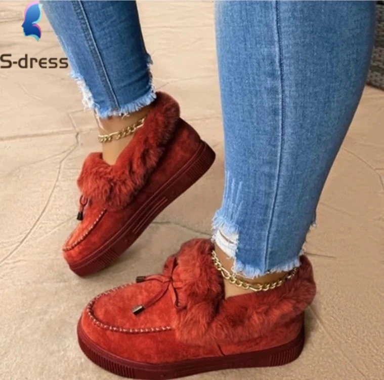 Doudou Shoes Women 2020 Winter New Round Head with Velvet and Thickened Warm Cotton Shoes Platform Snow Boots Women Shoe