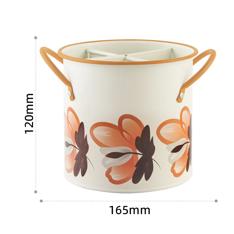 Vintage cherry tableware bucket household kitchen chopsticks cage knife and fork storage bucket