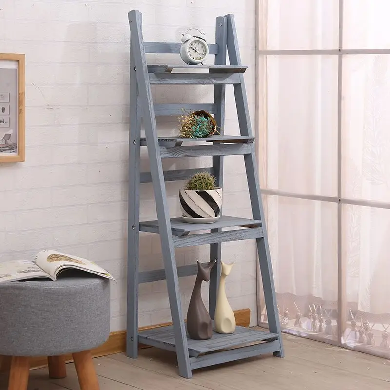 Factory Cheap Vintage Plant Display Rack 3 Tiered Adjustable Wood Bookshelf