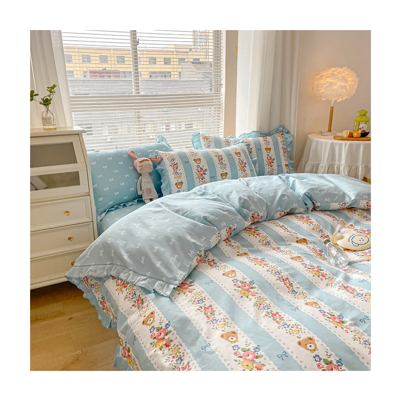 Постельное белье из 100% хлопка с принтом постельное Комплект постельного белья пододеяльником простыни для кровати