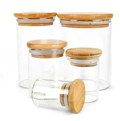 Wood Bamboo Seal Lids with Silicone Seals Rubber Ring Twist-top Wooden Spiral Lid Screw-top Glass Jars Container Leakproof Lids