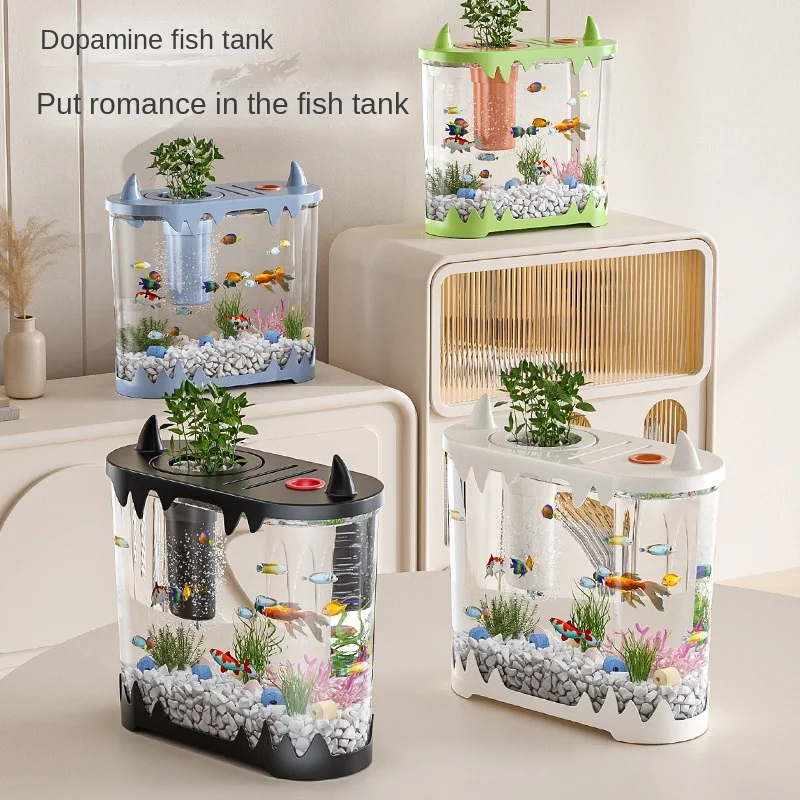 Creative Small Fish Aquarium Acrylic Tropical Fish Aquarium Decoration for Office Home Table Mini Aquarium Fish Tank