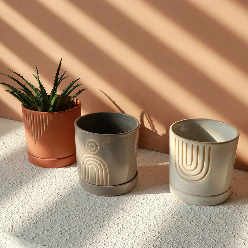 2021 Hot Sale Ceramic Flower Planter Set Indoor Outdoor Small Decor Planter pot