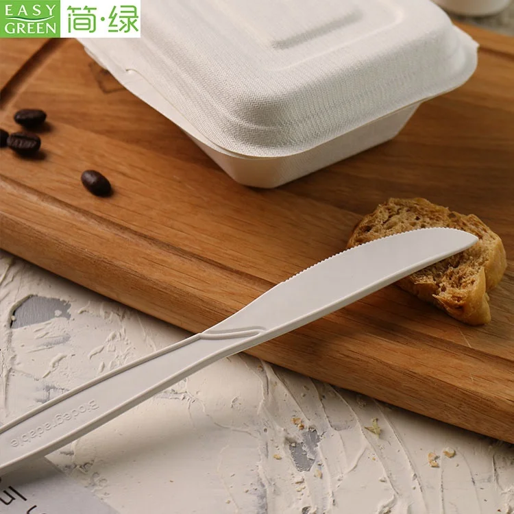 Disposable corn starch degradable cutlery set western food pastry salad fruit knife fork spoon