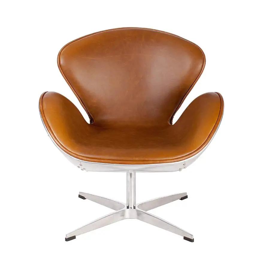 aviator swivel curn chair aluminum leather